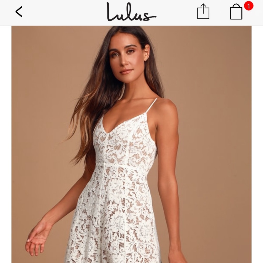 LULU’S ONE WISH WHITE LACE DRESS